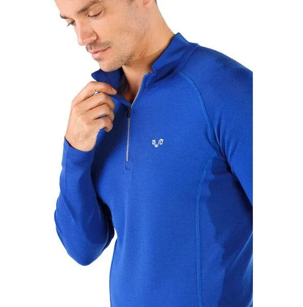 Woolona Woolona Langarmshirt - ASTRO - 100% Merinowolle (Zip), Blau, – Produktbild 2 von 3