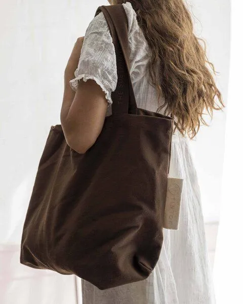 TINTOK TINTOK Rima Canvas Tasche 100 % Bio-Baumwolle GOTS-zertifiziert, Brown, – Produktbild 4 von 4