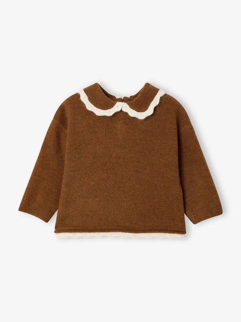 Vertbaudet Vertbaudet Pullover mit Bubikragen Baby, Braun, – Produktbild 1 von 3