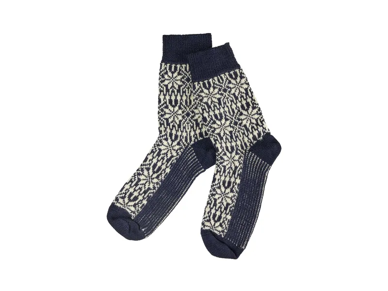 hirsch natur hirsch natur Unisex-Wollsocken 'Norweger Sternenmuster' blau/natur – Produktbild 1 von 3