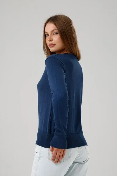 GORG GORG Damen Strickpullover mit Rundhalsausschnitt, Navy, – Produktbild 4 von 4