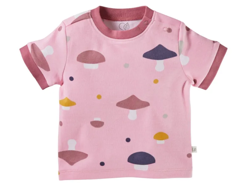 HANS NATUR Baby T-Shirt Bio-Baumwolle Pilzparty rosa Gr.50/56, Rosa, – Produktbild 1 von 2