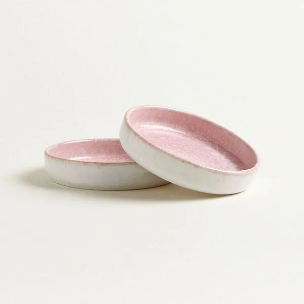 onomao onomao Handgemachter Tapas Teller aus Steinzeug | Kollektion TRADITIONELL, Rosa, – Produktbild 2 von 2
