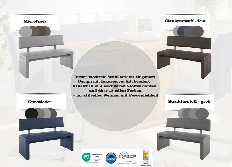 Home affaire Sitzbank Charissa, mit Lehne, Breite 140, 160 oder 180 cm, Schwarz, – Produktbild 4 von 6