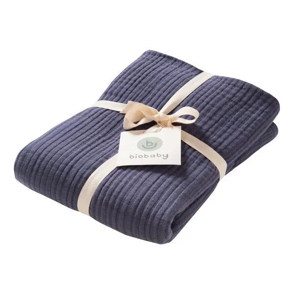 People Wear Organic People Wear Organic Biobaby Mulldecke, 4-lagig, 100% Baumwolle (kbA), 105x105cm, Blau, – Produktbild 1 von 2
