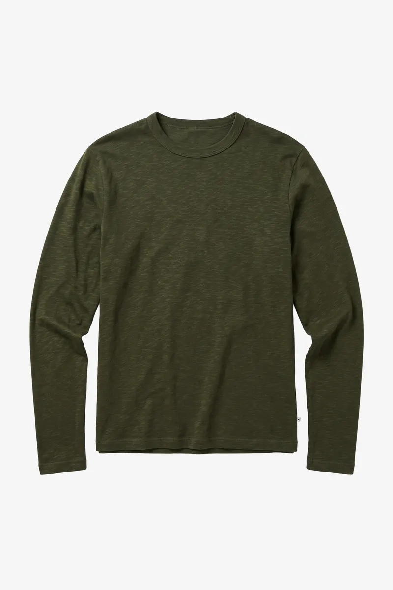 KnowledgeCotton Apparel KnowledgeCotton Apparel Herren vegan Langarm T-Shirt Slub Forest Nachtgrün, Grün, – Produktbild 1 von 2