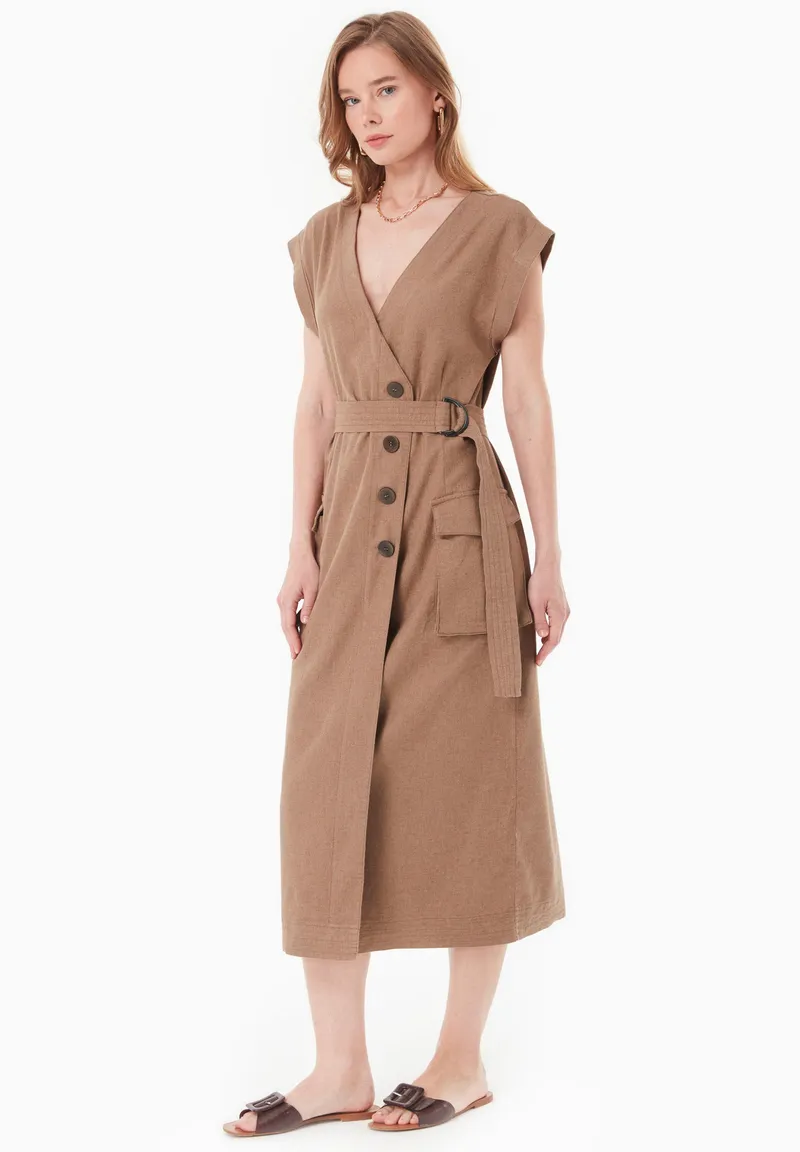 ORGANICATION ORGANICATION Damen vegan Kleid Hellbraun, Hellbraun, – Produktbild 1 von 2