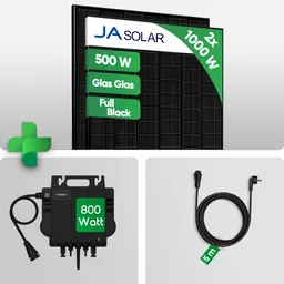 Growatt 1000wp Growatt NEO800M-X Balkonkraftwerk 800 Watt  | JA Solar 500W Glas-Glas Bifacial Full Black |  Preis inkl. MwSt. gem. § 12 Abs. 3 UStG – Produktbild 1 von 1