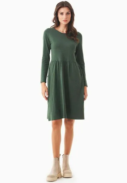 ORGANICATION ORGANICATION Langarm-Jerseykleid aus Bio-Baumwolle, Dark olive, – Produktbild 1 von 4