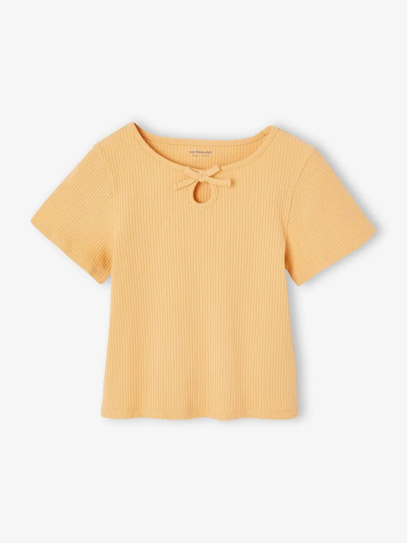 Vertbaudet T-Shirt Mädchen mit Zierschleife am Hals, Gelb, – Produktbild 3 von 3
