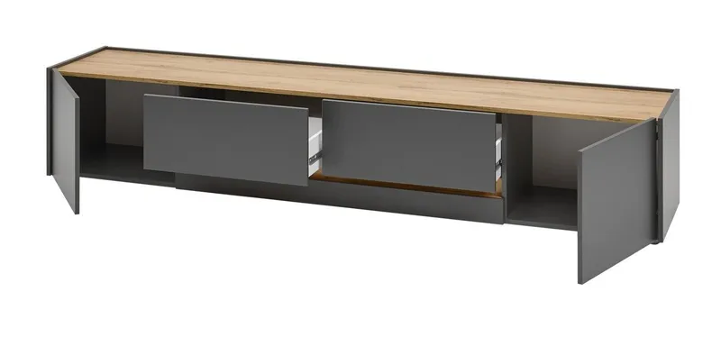 Furn.Design Lowboard Center (großer TV Unterschrank in Grau und Eiche, Breite 223 cm), mit viel Stauraum, Grau, – Produktbild 5 von 5