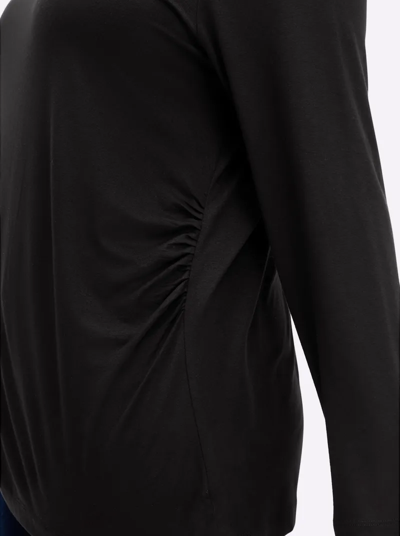 sheego sheego Langarmshirt schwarz, Schwarz, – Produktbild 2 von 2