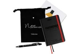 TOBJA Taschenkalender Taschenkalender 2027 A6 Schwarz Set mit Stift, Pen-Loop und Beutel, Zubehör-Set, Froschtasche, Pen-Loop, Touch-Stift, FSC-Hardcover – Produktbild 1 von 1
