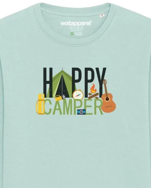 watapparel watapparel Sweatshirt Unisex Happy Camper, Caribbean blue, – Produktbild 3 von 4