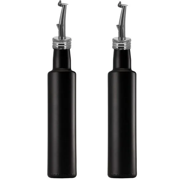mikken mikken 2x Ölflasche 250 ml 500 ml matt schwarz runde Dosierflasche mit Ausgießer 2 Etiketten – Produktbild 2 von 7