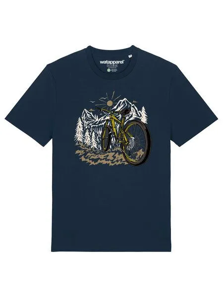 watapparel watapparel T-Shirt Unisex Mountainbike und Berge, French navy, – Produktbild 2 von 3