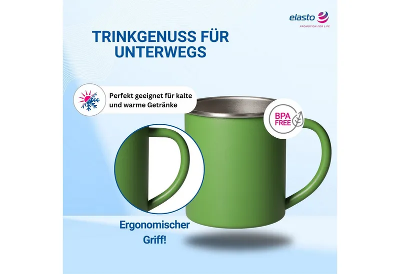 elasto elasto Edelstahlbecher "Adventura" 340 ml, Grün, – Produktbild 7 von 8
