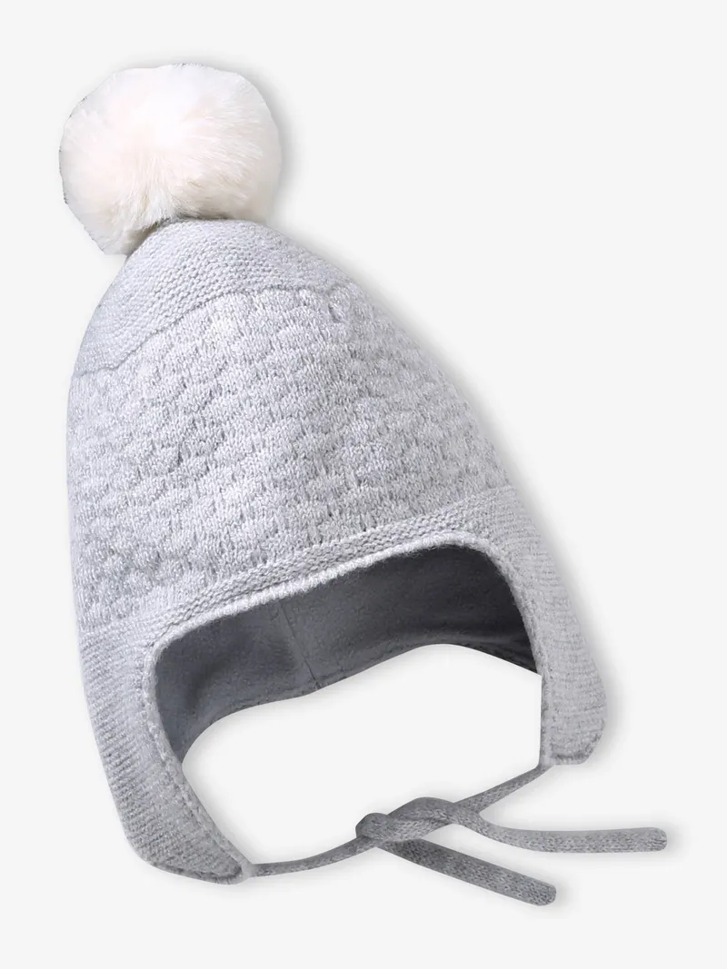 Vertbaudet Vertbaudet Baby Strick-Set aus Mütze, Grau meliert, – Produktbild 2 von 4