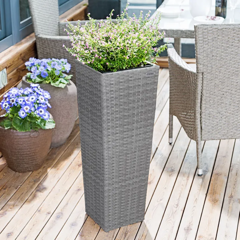 Casaria® Polyrattan Blumentopf 3er-Set Grau, Grau, – Produktbild 2 von 2