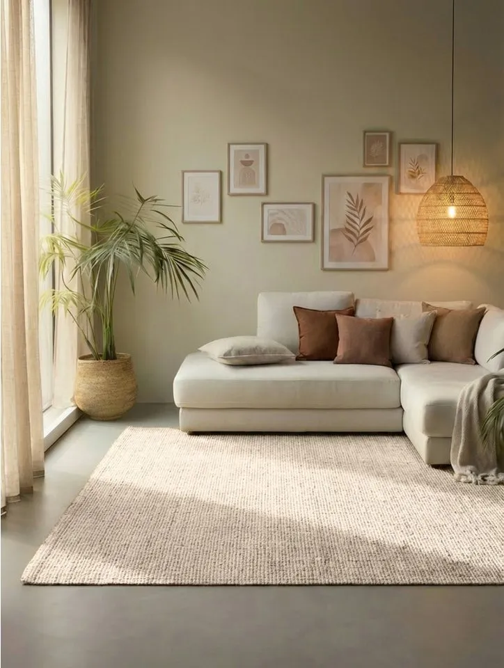 HANSE Home Teppich Jaipur Juteteppich, als Läufer und in Rund, rechteckig, Höhe: 10 mm, 100% Naturfaser, Wohnzimmer, Esszimmer, Schlafzimmer, Weiß, – Produktbild 2 von 8
