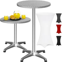 Casaria® Stehtisch Silber 115x60cm + Stehtischhusse Weiß Ø60cm – Produktbild 1 von 1