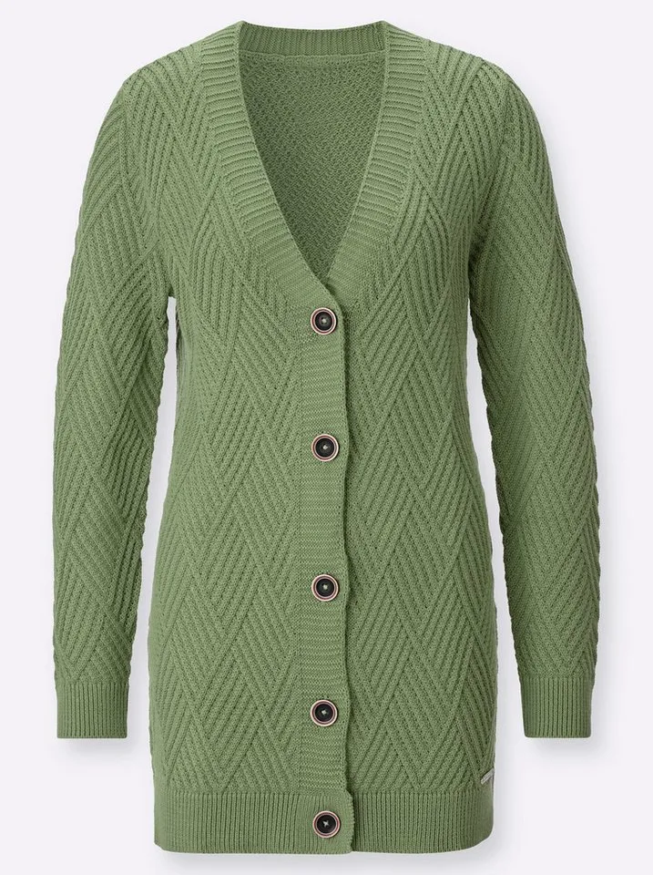 Witt Witt Strickjacke Strickjacke Langarm Strukturstrick, Grün, – Produktbild 4 von 5