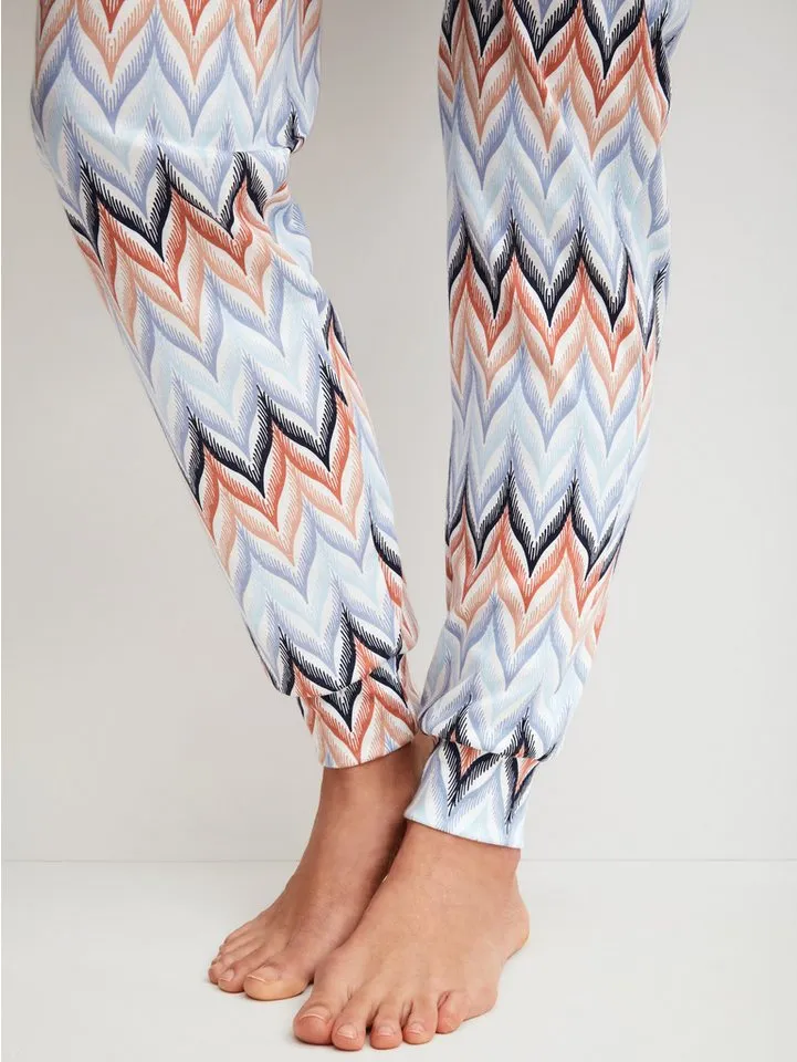 CALIDA CALIDA Pyjamahose Favourites Tiles Damen (1-tlg) weiche Interlock-Qualität mit komfortablen Bündchen, Blau, – Produktbild 5 von 5