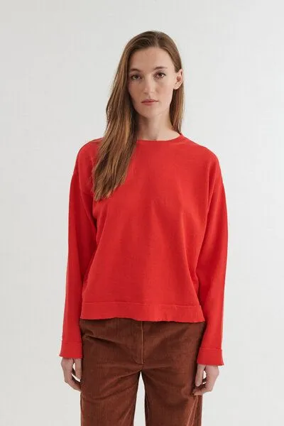 Basic Apparel Basic Apparel Rundhals-Pullover KARI aus Bio-Baumwolle, Rot-flame-scarlet, – Produktbild 1 von 2