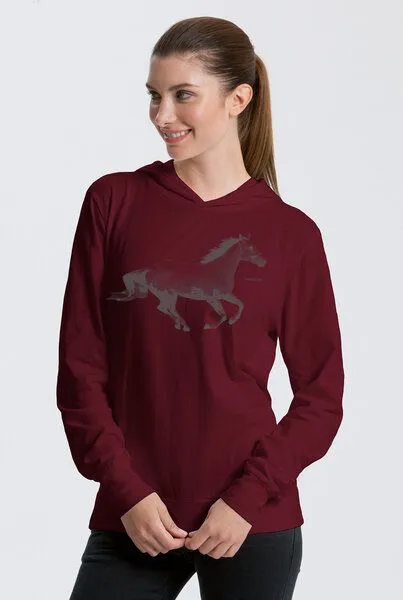 Peaces.bio - handbedruckte Biomode Peaces.bio - handbedruckte Biomode Bio-Jersey-Kapuzensweater Horsepower, Bordeaux, – Produktbild 1 von 1