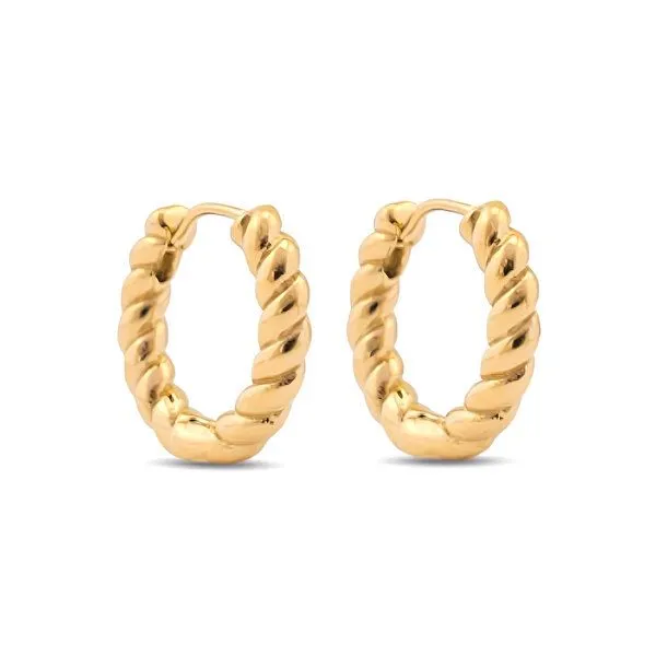 ELEKTROPULLI Ovale Creolen mit Struktur in 20mm von Elektropulli, Gold, – Produktbild 1 von 2
