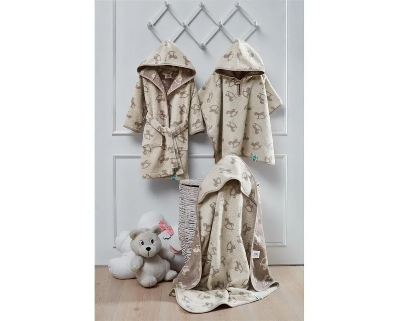 SEI Design Kapuzenhandtuch Kapuzentuch 80x80 Babyhandtuch mit Kapuze, Frottee (Liebevoll verpackt in einem hochwertigen Geschenkkarton – ideal zum Verschenken), 100% Organic Bio Baumwolle, Ideal als Badeponcho und Kuscheldecke, Beige, – Produktbild 5 von 5