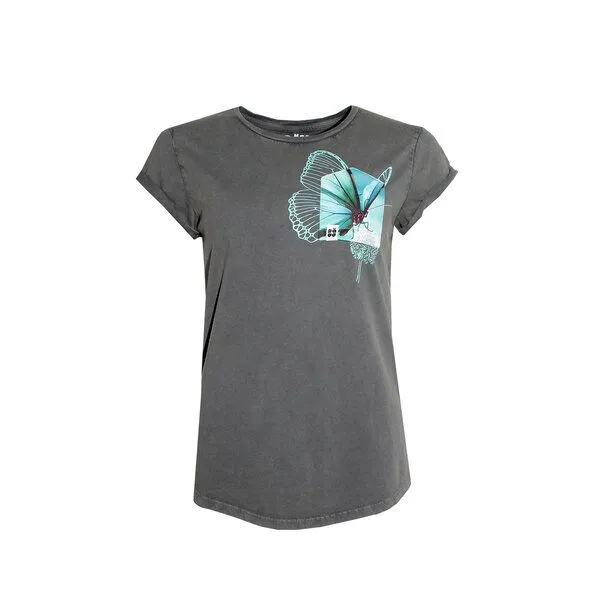 FÄDD FÄDD Damen T-Shirt Rundhals aus Bio-Baumwolle "Butterfliege BT" Grau, Grau, – Produktbild 1 von 3