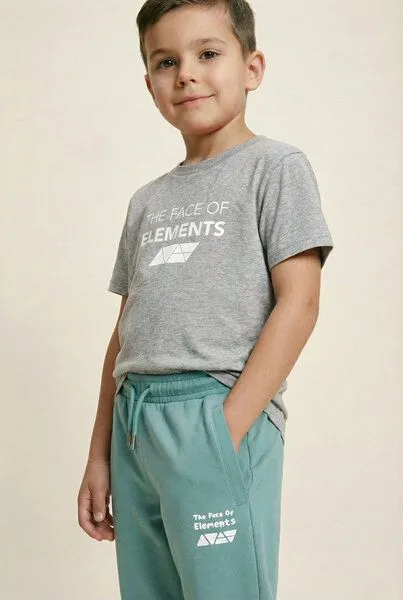 THE FACE OF ELEMENTS The Face of Elements Bold Relaxed Fit Kids T-Shirt aus 100% Bio-Baumwolle, Heather grey (grau), – Produktbild 2 von 4