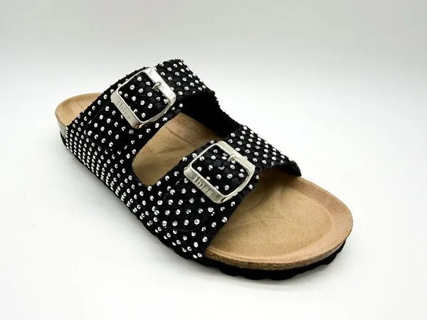 thies Vegane "thies ® Rec Sparkle Sandal" mit funkelnden Strasssteinen, Black strass (schwarz), – Produktbild 3 von 4