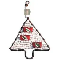 Global Mamas Global Mamas Upcycling Christbaumschmuck - Weihnachtsbaum - S/L - Rainbow/Weiß/Rot - Weihnachten - Geschenkdeko - Weihnachtsdeko, Weiß, – Produktbild 1 von 1