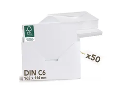 Falinko Briefumschlag 50x Faltkarten mit Umschlag weiß, Din A6/C6 I neutrale Grußkarten mit Umschlag (Kraftpapier, 50er Set) – Produktbild 1 von 1
