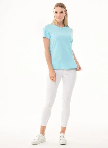 ORGANICATION ORGANICATION Damen Basic T-Shirt aus Bio-Baumwolle, Blau(mint), – Produktbild 2 von 4