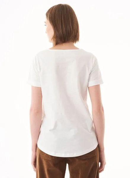 ORGANICATION ORGANICATION T-Shirt aus Bio-Baumwolle mit Blumen-Stickerei, Weiß(off white), – Produktbild 4 von 4