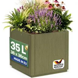 Casaria® Blumentopf Ethica Olivgrün Kunststoff 36x36x35cm – Produktbild 1 von 1