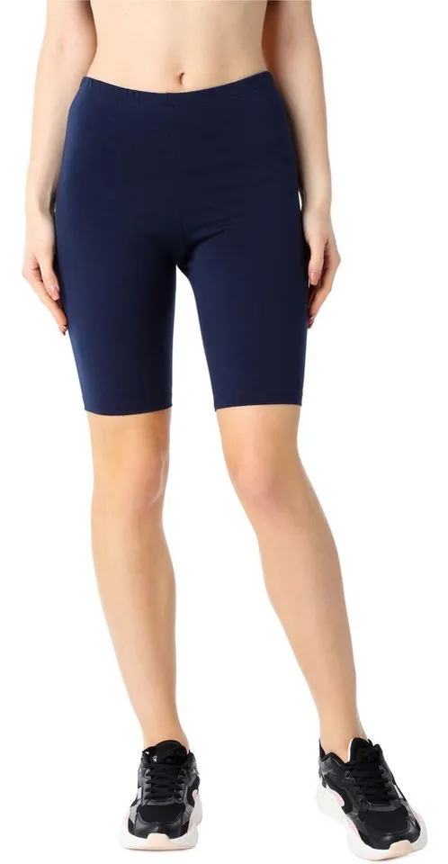 Bellivalini Leggings Damen Kurze Leggings aus Bio-Baumwolle BLV50-185 (1-tlg) elastischer Bund, Blau, – Produktbild 2 von 5