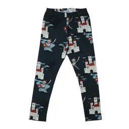 Walkiddy Kinder Leggings GOTS zertifiziert Bio-Baumwolle, Dunkelgrün, Burg-Muster, Walkiddy – Produktbild 1 von 1