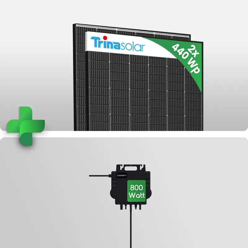 Growatt Growatt PV Set - 880Wp Balkonkraftwerk Mit 600/800W Mikro Wechselrichter + Trina Vertex S+ 440W Bifazial Solarmodul – Produktbild 1 von 2