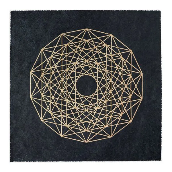 Veskor Cassiopeia Veskor Cassiopeia PENTELLATED 6-SIMPLEX Heilige Geometrie Linoldruck | 40 × 40 cm | Gold auf Schwarz – Produktbild 1 von 4