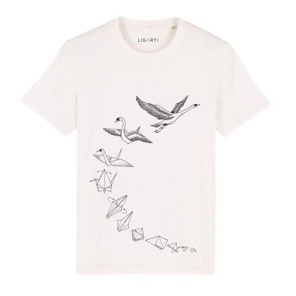 LIGARTI LIGARTI T-shirt - Origami Schwan, Cremeweiß, – Produktbild 1 von 5