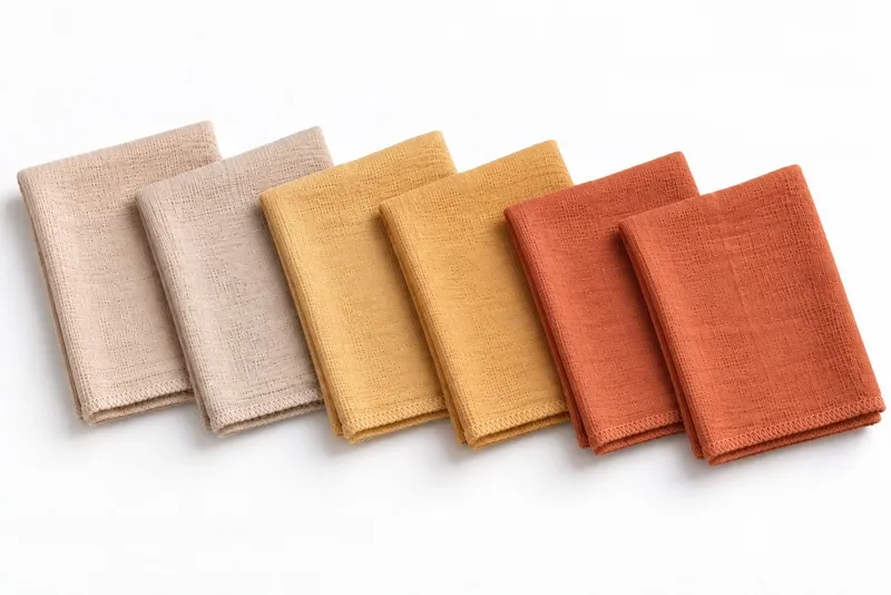 bistyle bistyle Spucktuch Musselin Mulltuch für Babys 20x20cm, (Set, 6-tlg., 6er-Pack), waschbare Musselin-Spucktücher saugstark, 4-lagig, 100% Bio-Baumwolle, Beige|gelb|rot, – Produktbild 2 von 5
