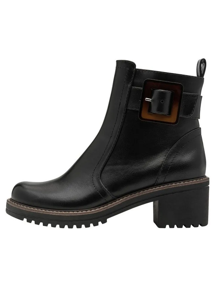 Marco Tozzi Marco Tozzi Vegan, MT FEEL ME mit Blockabsatz Blockabsatz Stiefelette Vegan, Schwarz, – Produktbild 4 von 5