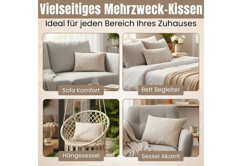 geborgenschlafen Zirbenkissen Blume des Lebens – Dekokissen mit Zirbenspänen – Bio Baumwolle, Deutsche Handfertigung - Nachhaltige Forstwirtschaft – Produktbild 3 von 5