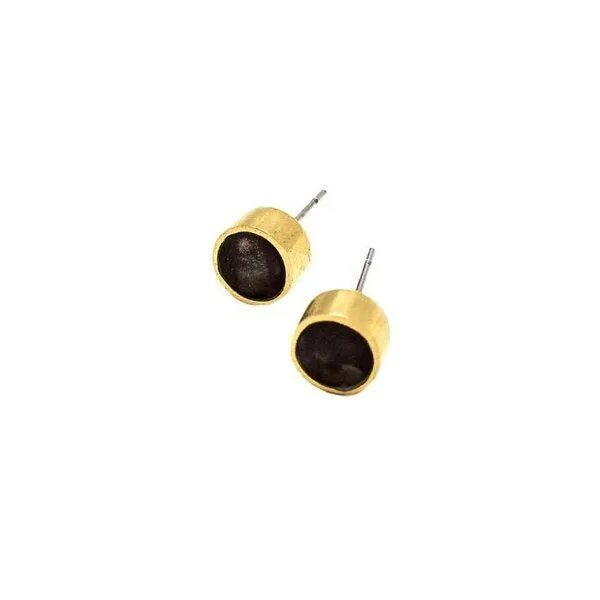 Swahili Coast Swahili Coast Messing Ohrstecker - BONE & HORN DOTS - Recycling Messingschmuck, Horn (schwarz), – Produktbild 1 von 3