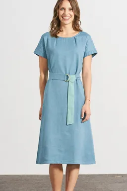 HempAge Hempage Damen vegan Midi Kleid Timeless Wave In Blau – Produktbild 1 von 1