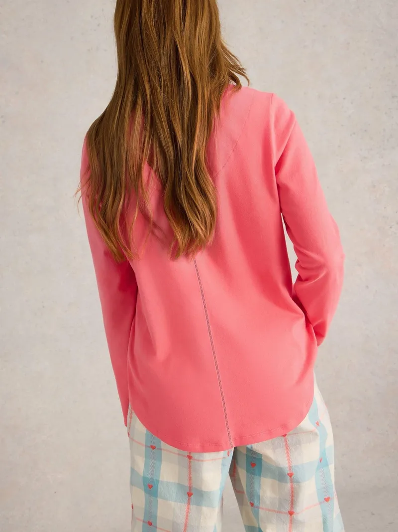 White Stuff Pyjamatop Eva aus Jersey - L, Leuchtend rosa, – Produktbild 4 von 4
